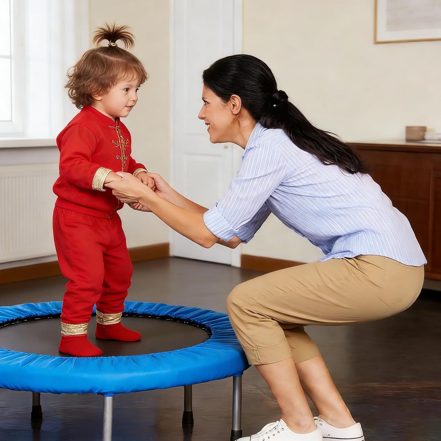 Mini Trampoline Spring Cover 36 Inch, Replacement Safety Pad with 6 Trampoline Leg Caps, 600D Thickened Oxford Cloth + Sponge + PE, Tear-Resistant Round Trampoline Cover (Cover Only)