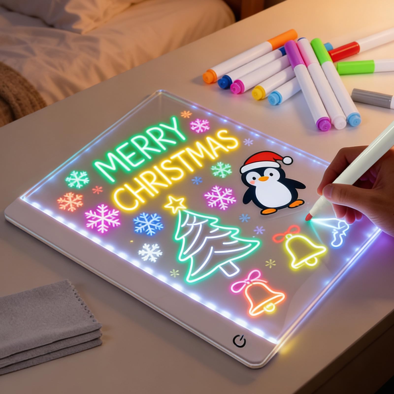 Tablero acrílico luminoso LED mensaje 12 colores bolígrafo regalo niños adolescentes
