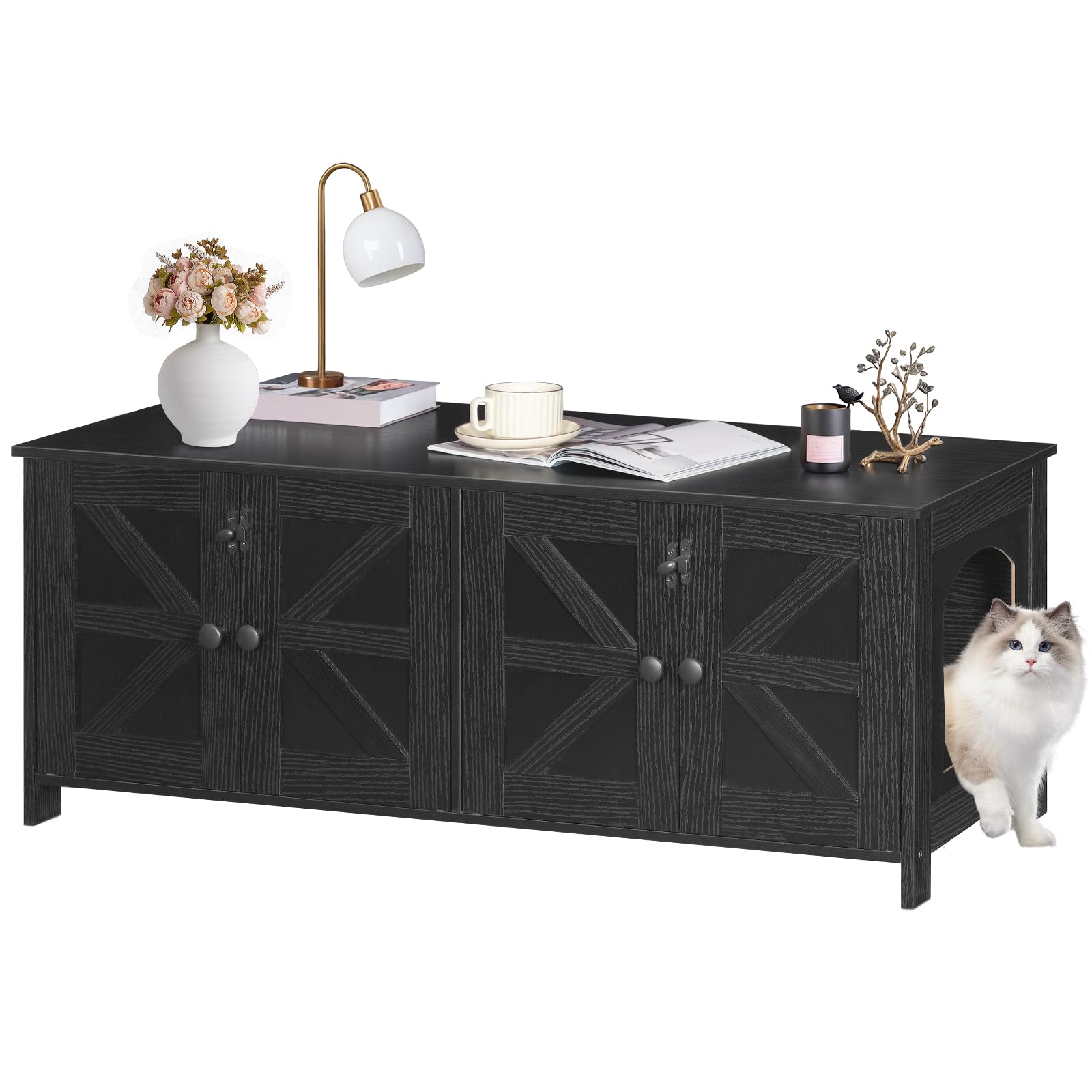 HOOBRO Cat Litter Box Enclosure for 2 Cats, Hidden Furniture
