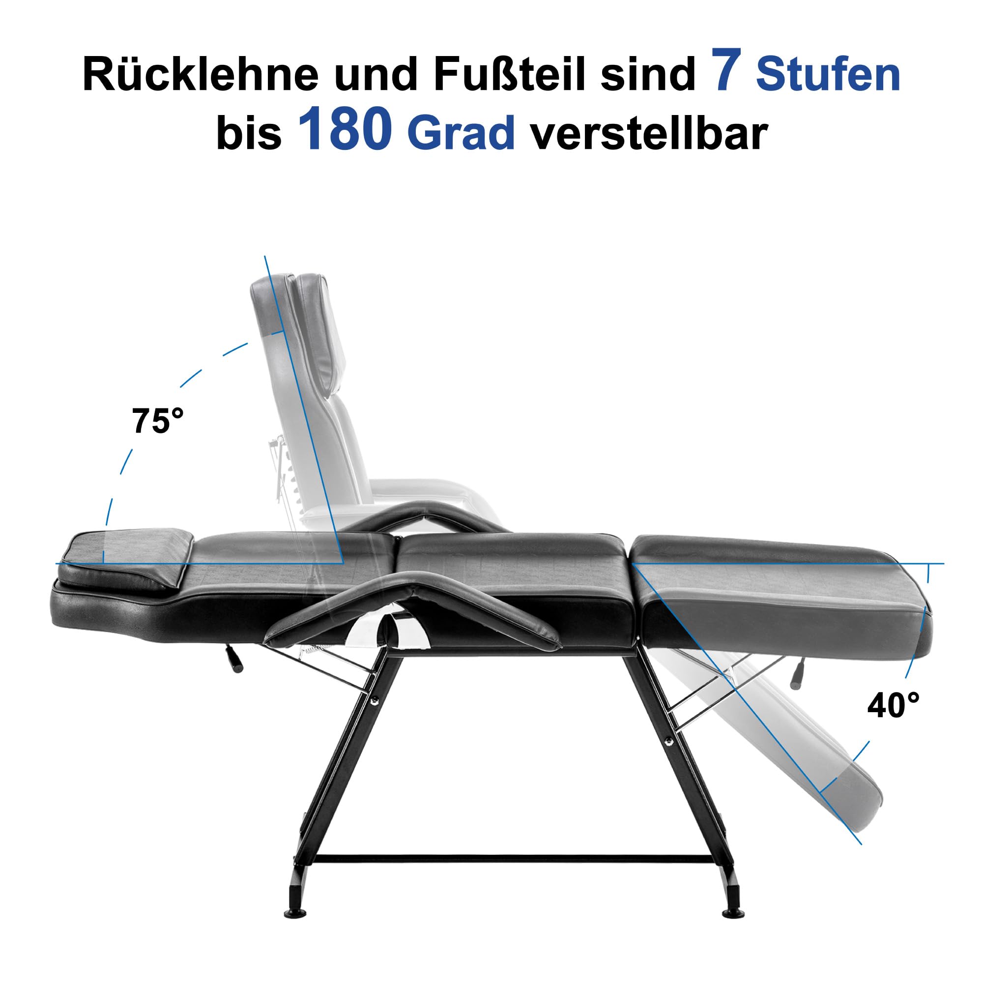 BarberPub Kosmetikliege Therapieliege Massageliege Tattooliege Kosmetikstuhl Schönheitsausrüstung 0015BK (Schwarz)