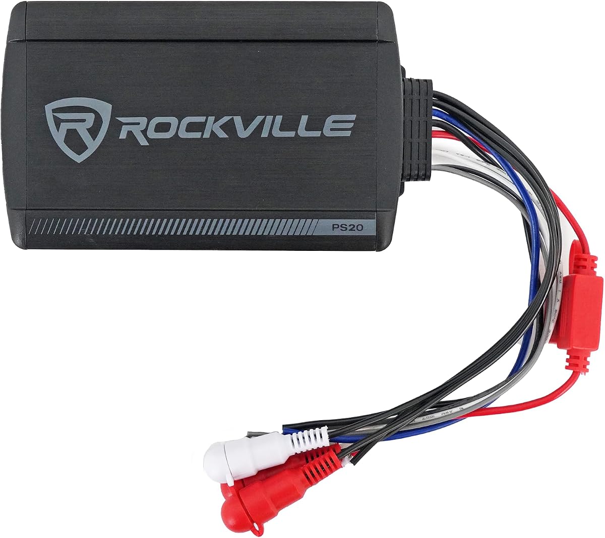 Rockville PS20 Microamplificador Bluetooth de 2 canales ATV/UTV/motocicleta, IP65 | 1200 W pico/150 W RMS x 2 a 2 ohmios, clase D, resistente al agua, crossover, ecualizador de graves, RCA y entradas de alto nivel, puenteable
