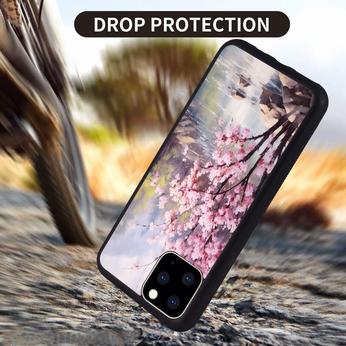 さくら様用　iPhone SHENCANG BLUE Case for iPhone 11 Pro Sakura Designer Art047, Black