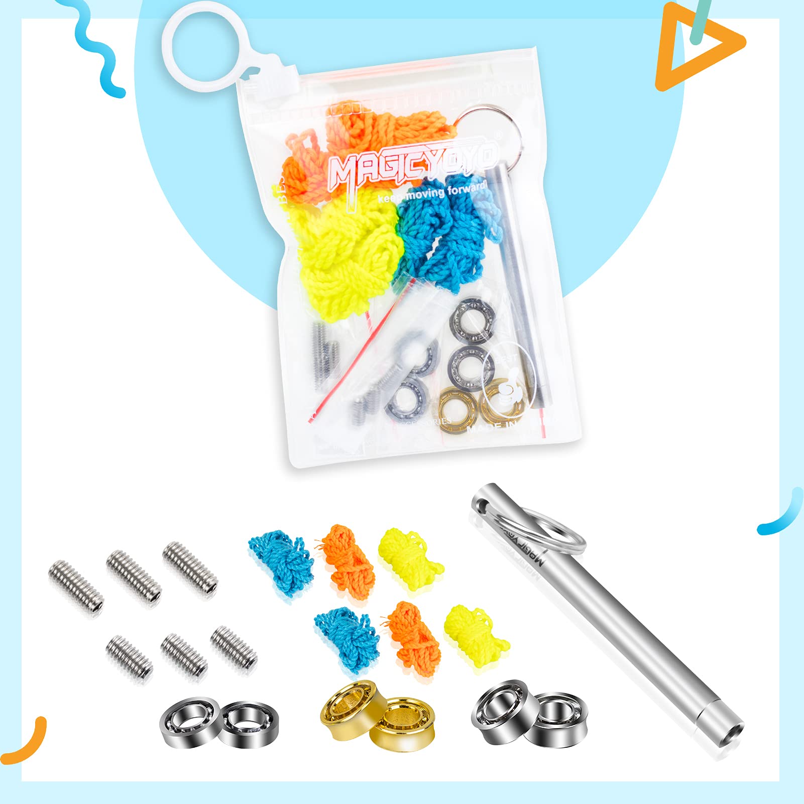 MAGICYOYO Complete Yoyo Bearing Pack, 10 Ball Golden Unresponsive Yoyo