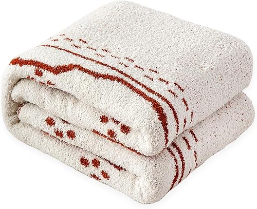 Manta de punto de doble cara, diseño geométrico decorativo bohemio con borlas hechas a mano, manta bohemia suave y ligera para cama y sofá, para