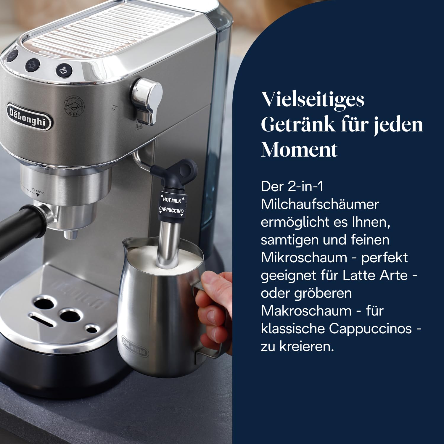 De'Longhi Dedica Style EC685.TB Kompakte Siebträgermaschine Espressomaschine 15cm Titan
