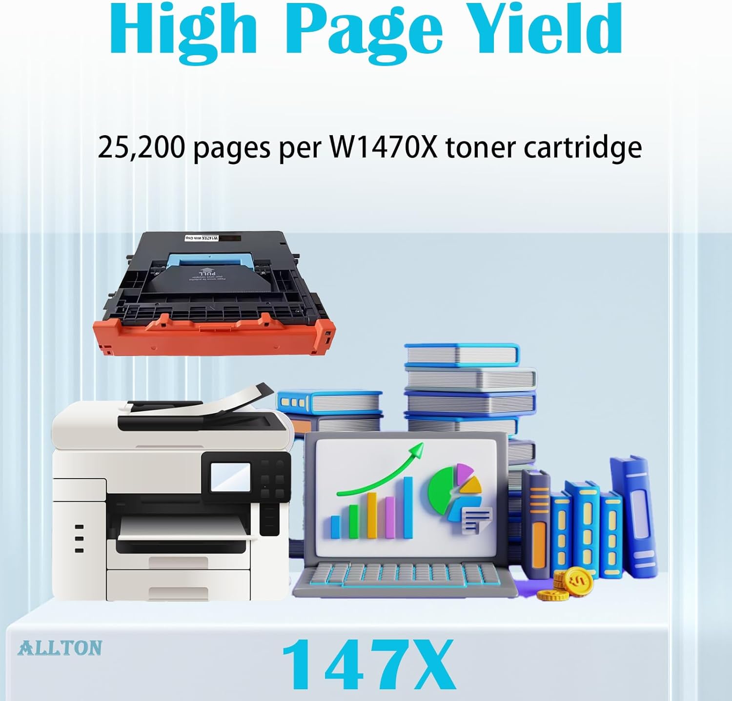 147X Black High-Yield Toner Cartridge Compatible 147X W1470X Toner (with New Chip) Replacement for Enterprise M611 M612 MFP M634 M635 M636 Series Printer(1-Pack)