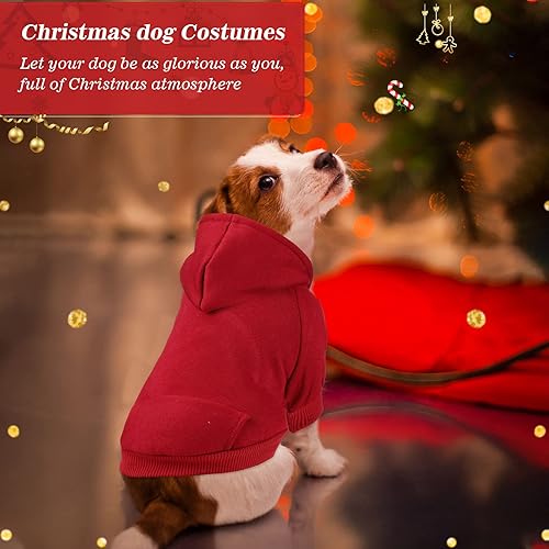 Miniatura 6 de Chaqueta de punto con capucha para perro, 3 piezas, con bolsillo, para cachorro, ropa para cachorro, camisa de Navidad, disfraz, sudadera con forro