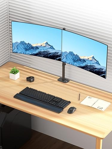 Miniatura 2 de Bracwiser Soporte de brazo de monitor doble totalmente ajustable de 31.5 pulgadas de alto, se adapta a dos pantallas de 13 a 27 pulgadas, 22 libras