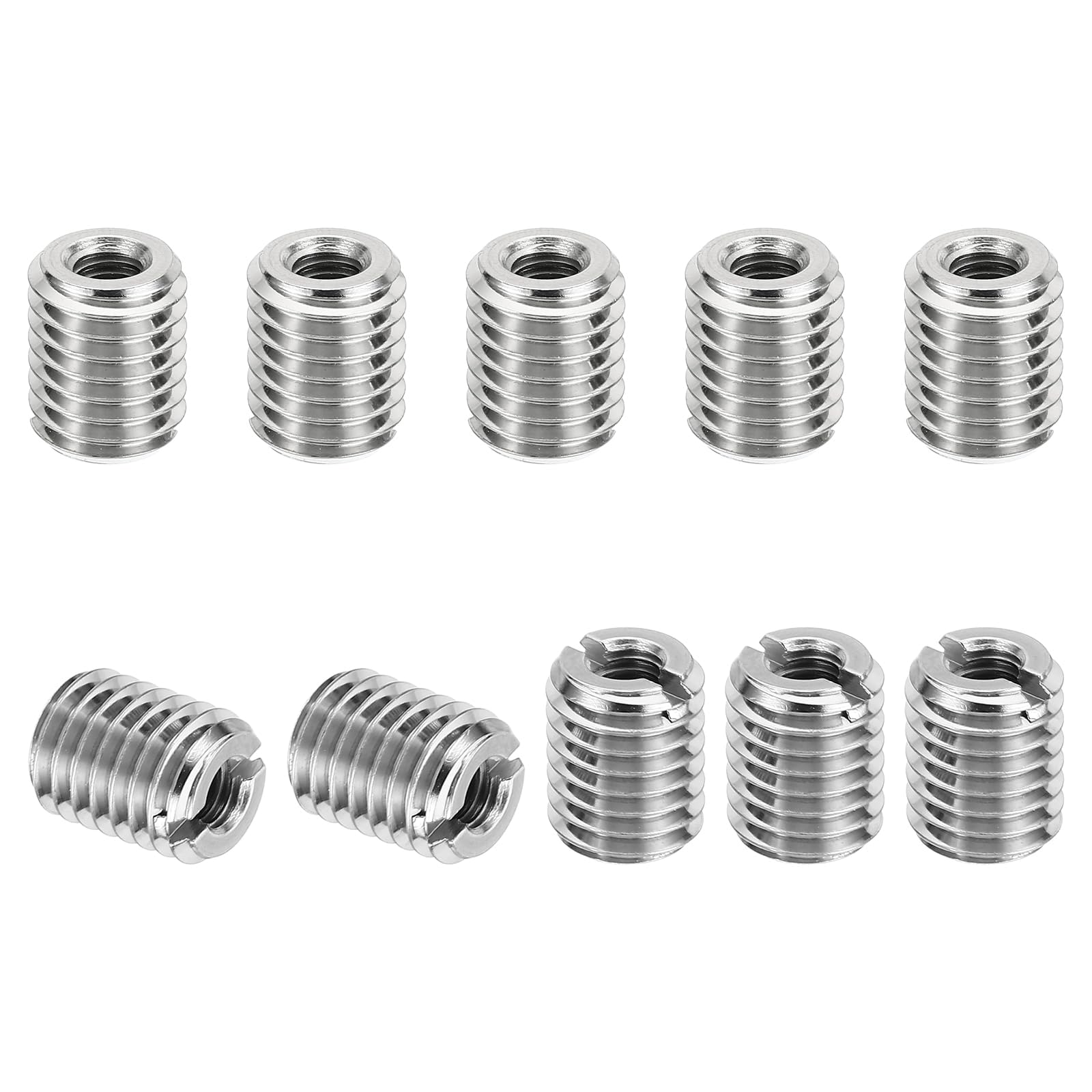 TOP-VIGOR 10 Pcs Thread Adapters Sleeve Reducing Nut, M12 x 1.75 Male to M6 x 1 Female Repairing Insert Nut Screw Reducer 303 Stainless Steel for Metal & Automotive Fixes (15mm Long) — image 1