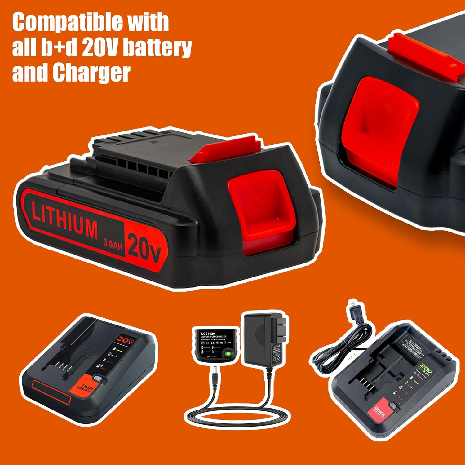 20v Battery Replacement for Black and Decker 20V Lithium Battery 3.0Ah LBXR20 LBXR20 LB20 LBX20 LBX4020 LB2X4020 LBXR2520