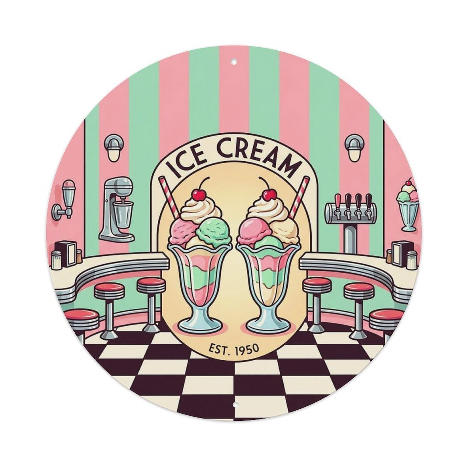 Vintage Retro Ice Cream Parlor Sundae Metal Tin Sign