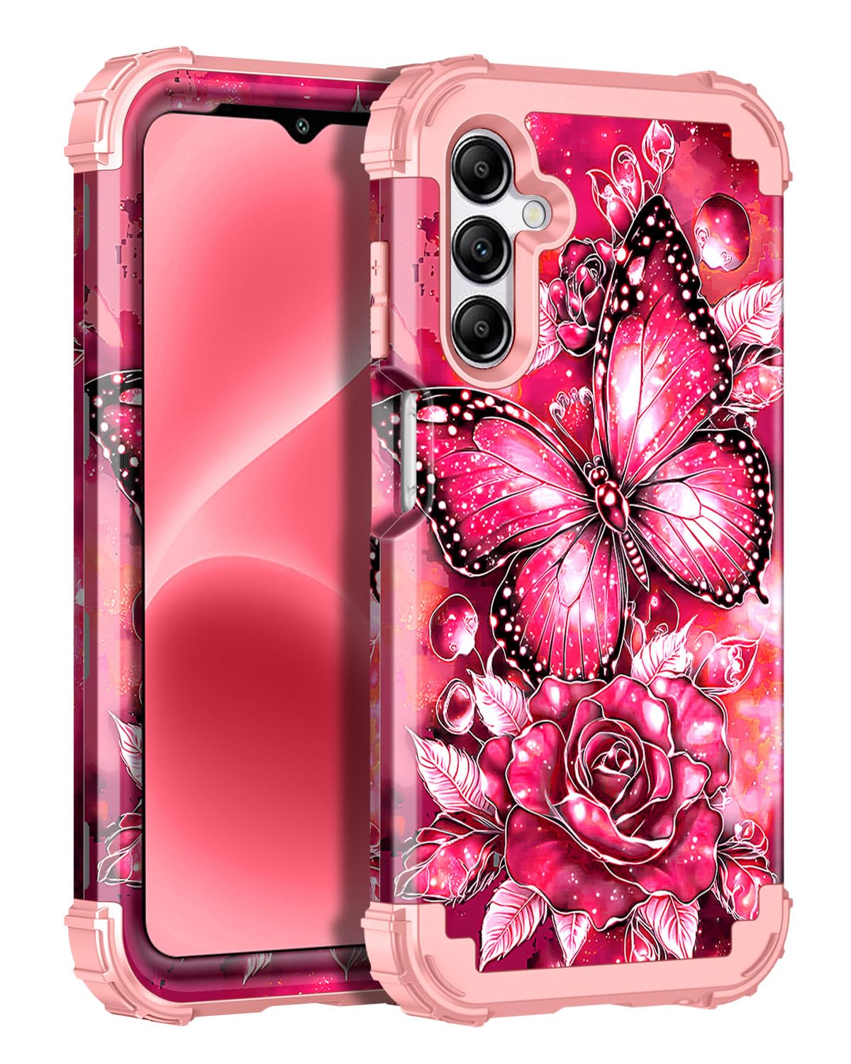 Miqala for Galaxy A16 5G Case,Glow in The Dark Three Layer Heavy Duty Shockproof Full Protection Hard Plastic Bumper+Soft Silicone Protective Case for