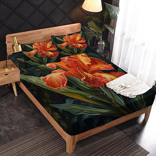 Miniatura 2 de Sábanas de flores tropicales tamaño Queen  Sábanas de microfibra suave con bolsillo profundo y patrón sin arrugas, 1 sábana bajera, 1 sábana