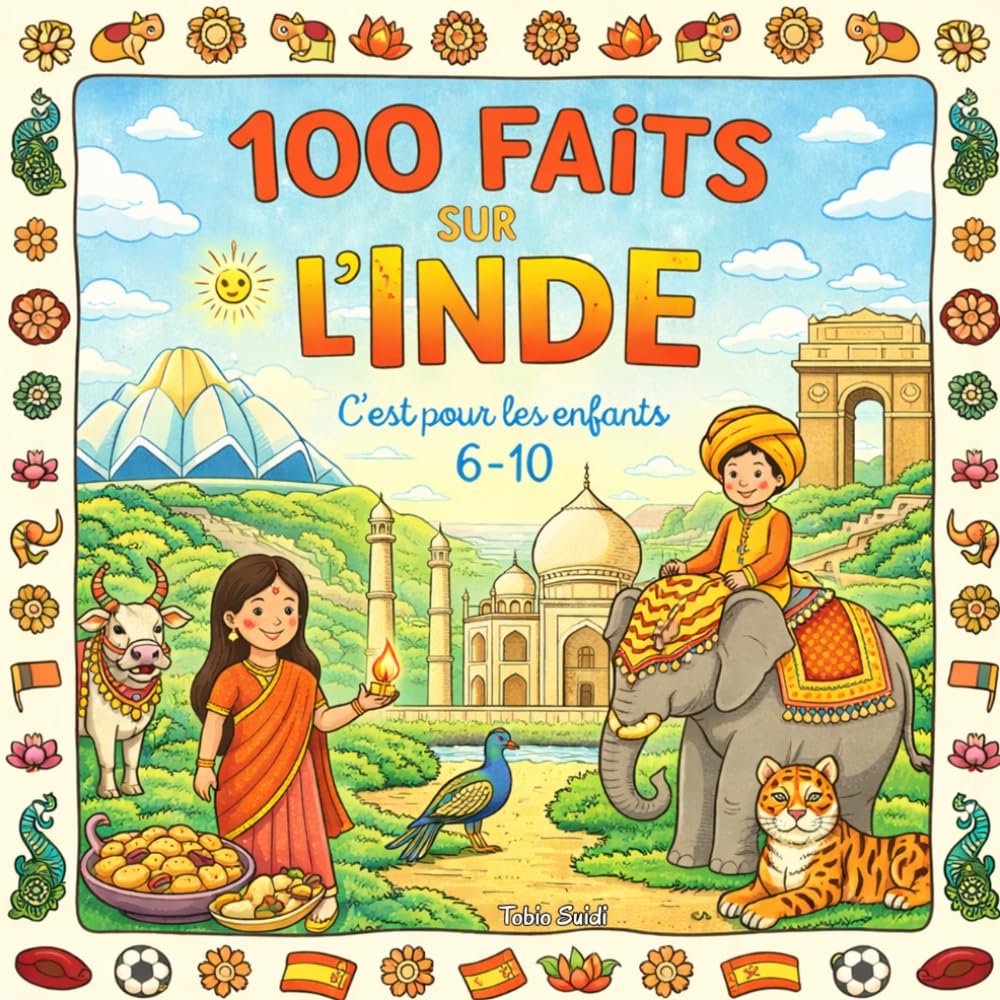 100 Faits sur l'Inde: Taj Mahal, Animaux, Villes, Traditions et Paysages - Avec Quiz et Pages à Colorier (Enfants 6–10)