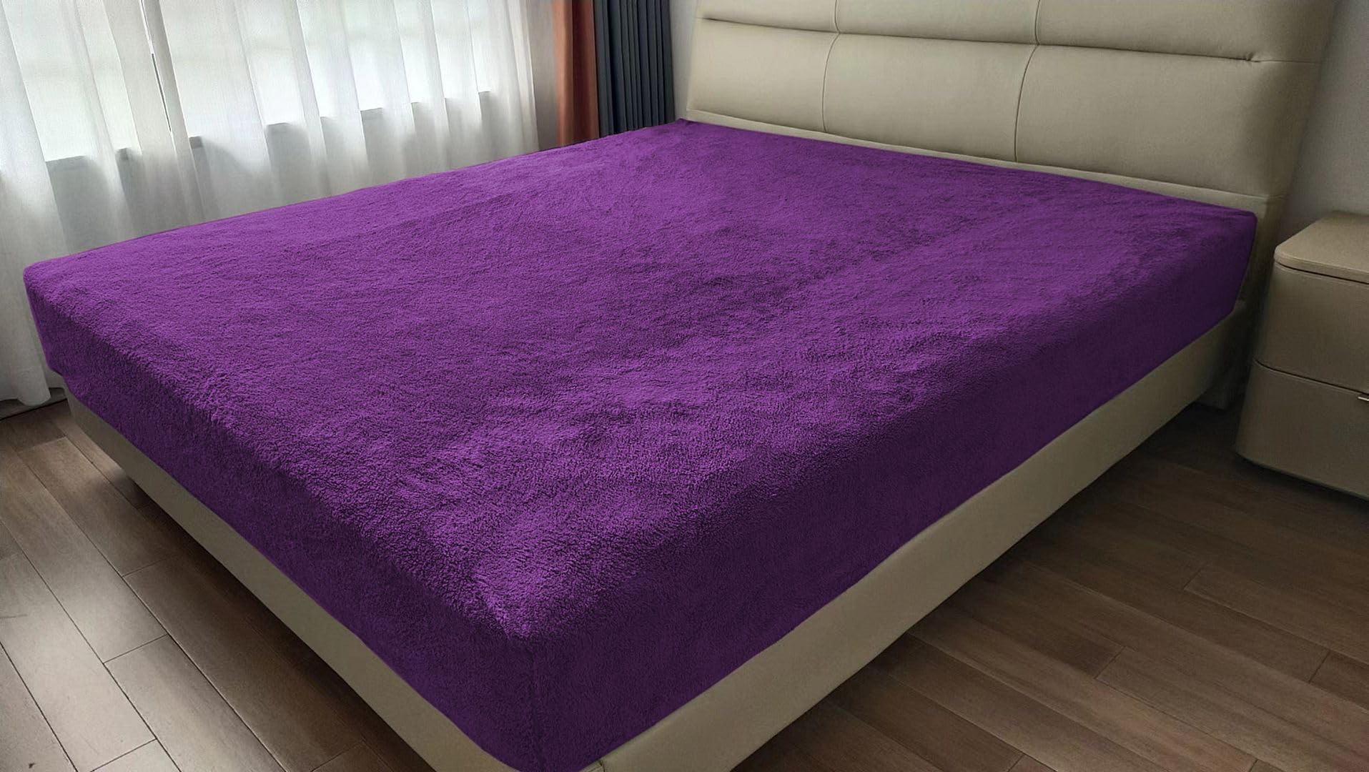 John Aird Aubergine Teddy Fleece Fitted Bed Sheet Soft Warm Fluffy Thermal Bedding (, Single)