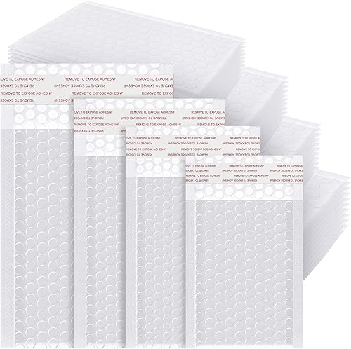 Miniatura 8 de Henoyso 100 sobres de burbujas de 4 tamaños, autoadhesivos, impermeables, acolchados, con sello de amortiguación, sobres de envío de burbujas para