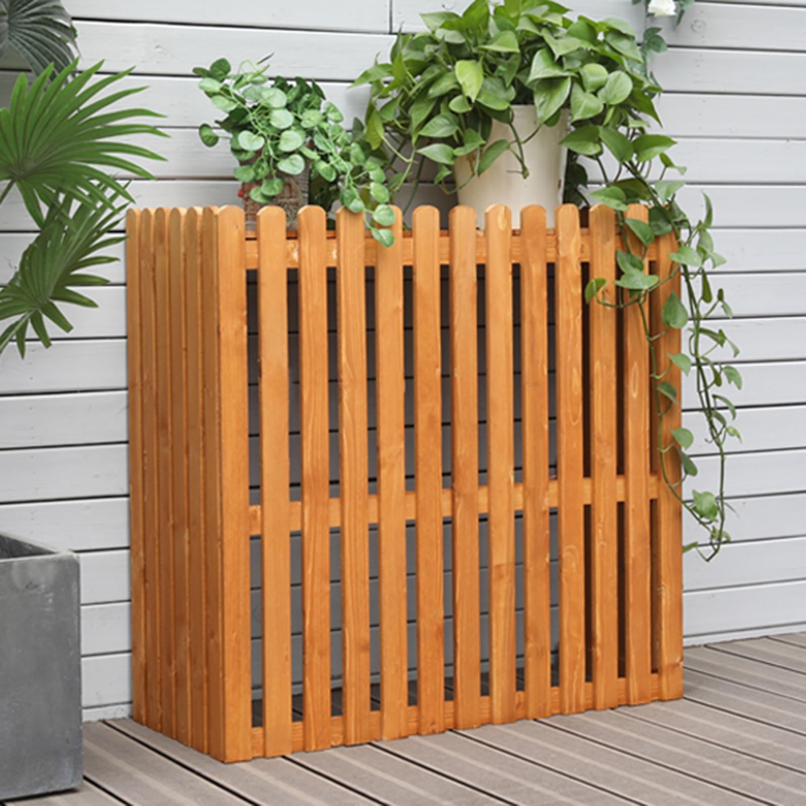 Paneles de valla de privacidad para exteriores, de madera, para aire acondicionado, decoración de jardín, cubierta de ventilación de aire acondicionado, pantalla decorativa para mayor privacidad y