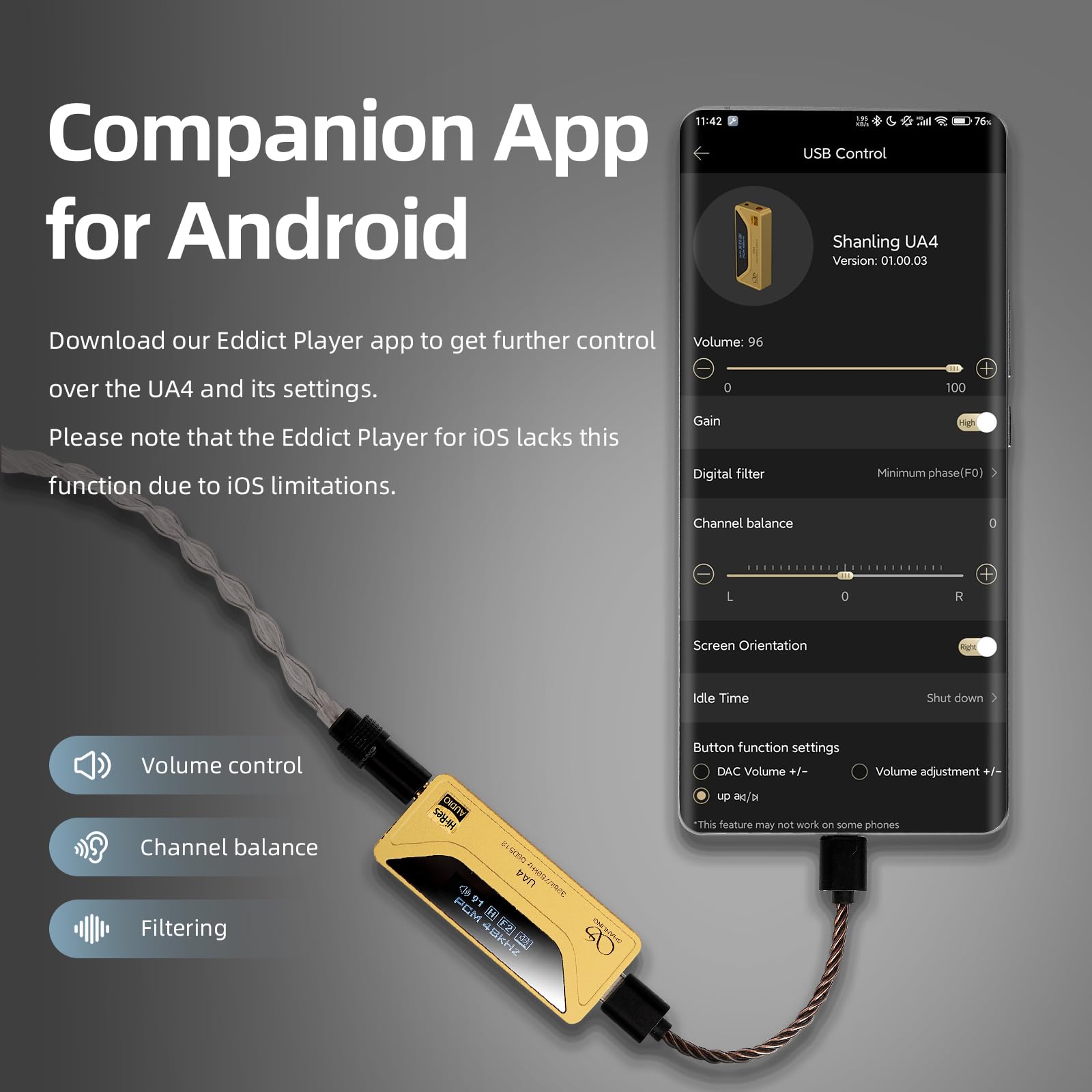 SHANLING UA4 Headphone Amplifier,Portable USB DAC El Salvador - View #7