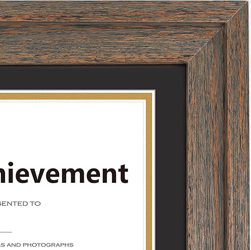 Miniatura 8 de Golden State Art, Marco de diploma doble de 14 x 20 pulgadas, marco marrón desestresado para dispalay documento doble de 8.5 x 11 pulgadas con