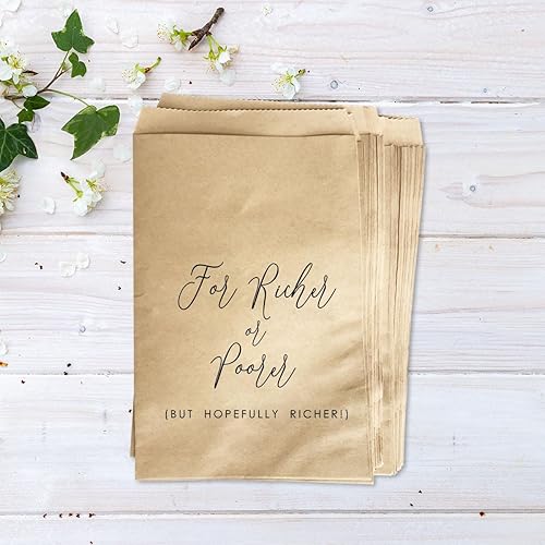 Miniatura 3 de MAGJUCHE Bolsas de regalo para fiestas de boda más ricas o más pobres, paquete de 50 bolsas de papel kraft para recepción, galletas y donas