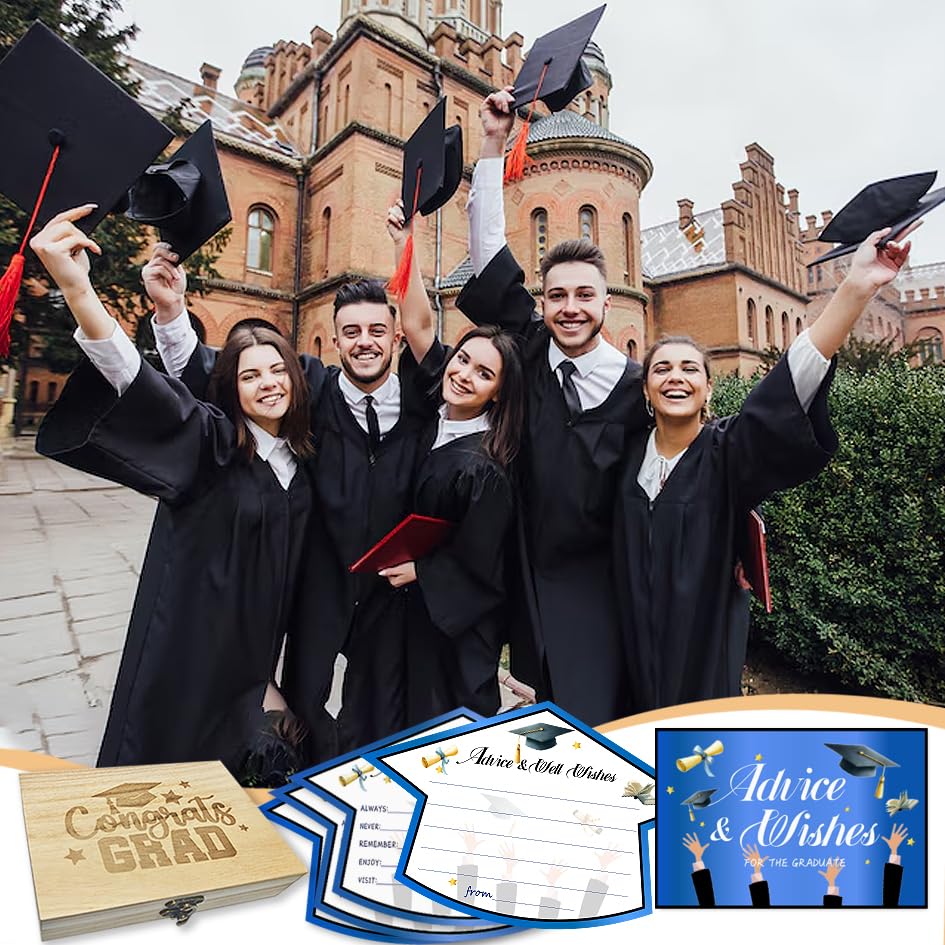 Image of 50Pcs Graduation Advice Cards for the graduate 2026, Grad Advice and Wish Cards Box for Congrats Grad Class of 2026 Graduation Party Decorations Supplies