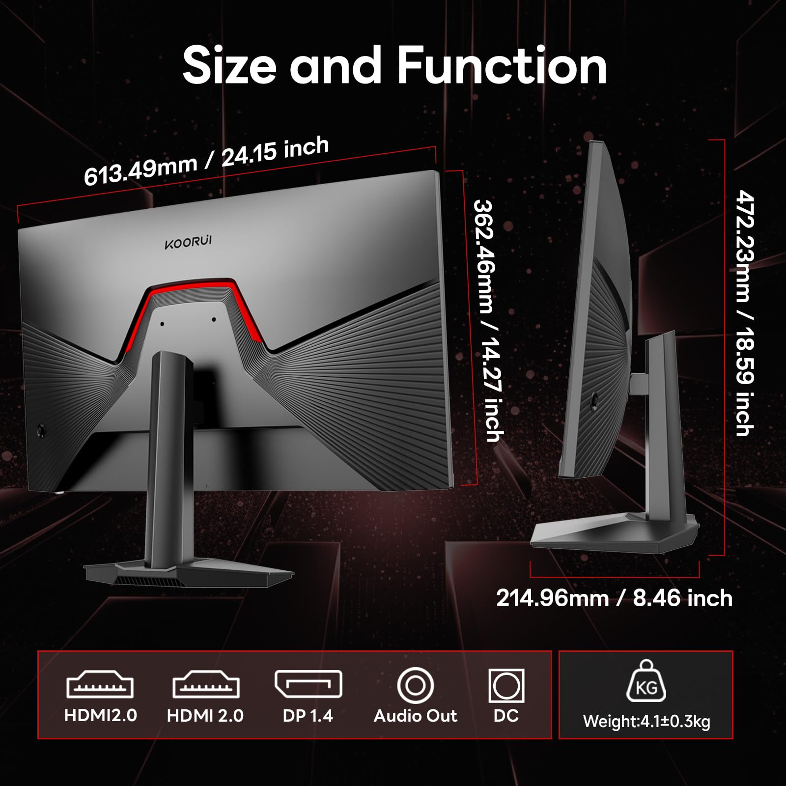 KOORUI Monitor de juegos de 27 pulgadas, 1440p, 260Hz/240Hz, IPS rápido de 1 ms, sincronización adaptativa | QHD 2560 × 1440, HDR400, 120% sRGB, HDMI2.0, DP1.4, VESA 75 x 75 mm