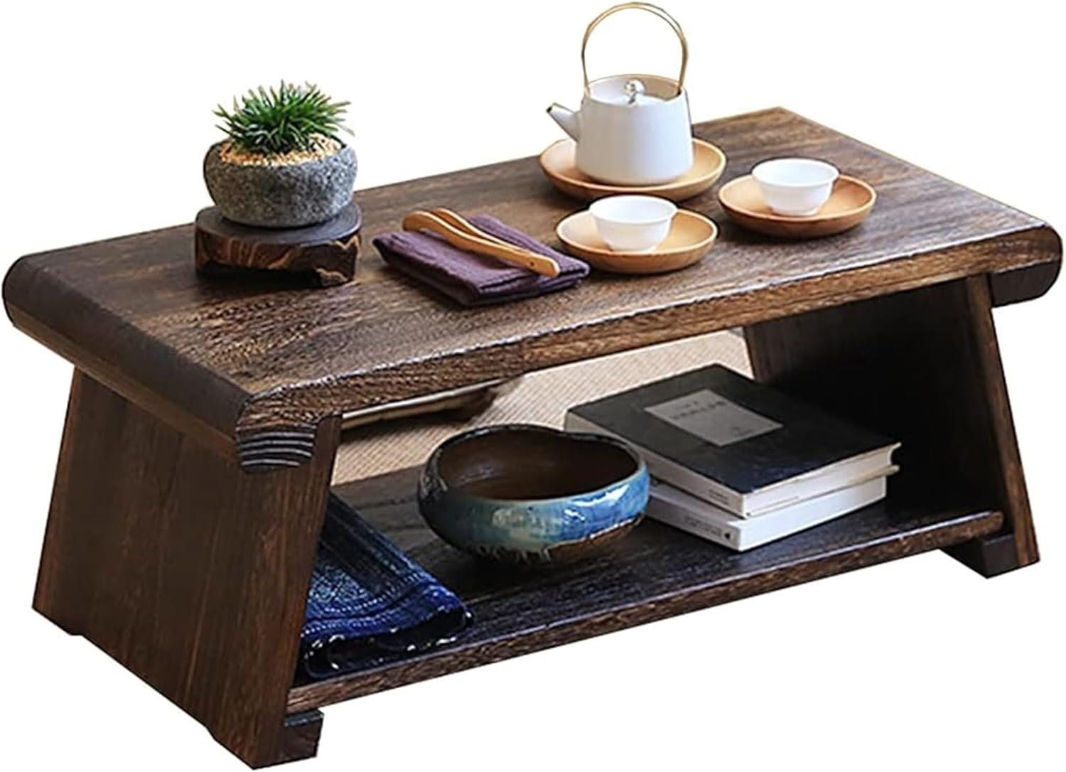 Japanese Floor Table, Vintage Tea Table, Zen Tea Table Coffee Table Tatami Meditation Table Kun Fu Tea Table Tv Table,One Color-50x30x20cm