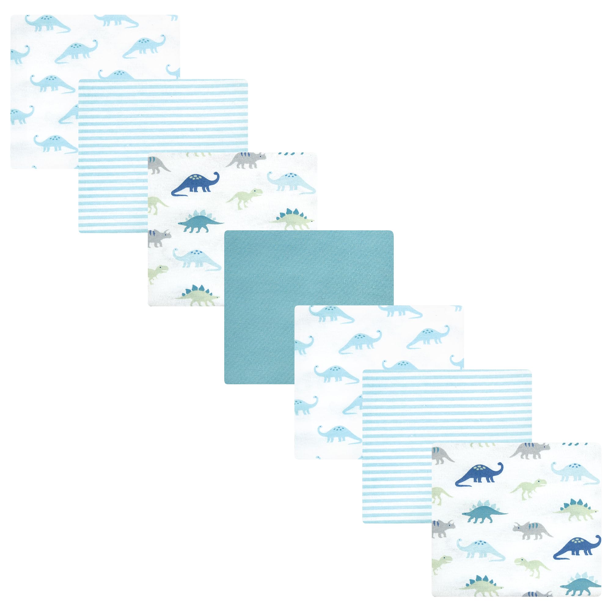 Hudson Baby Unisex Baby Cotton Flannel Receiving Blankets Bundle, Soft Teal Dino, One Size