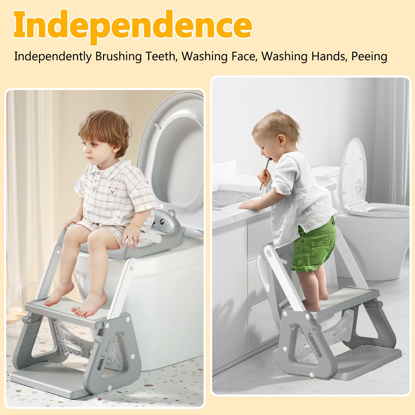 Riduttore Scaletta Wc Bambini, Riduttore Wc Con Scaletta, Scaletta WC Per Bambini 2 In 1 Con Scale, Pedana Antiscivolo Anti-Spruzzo, Riduttore Water
