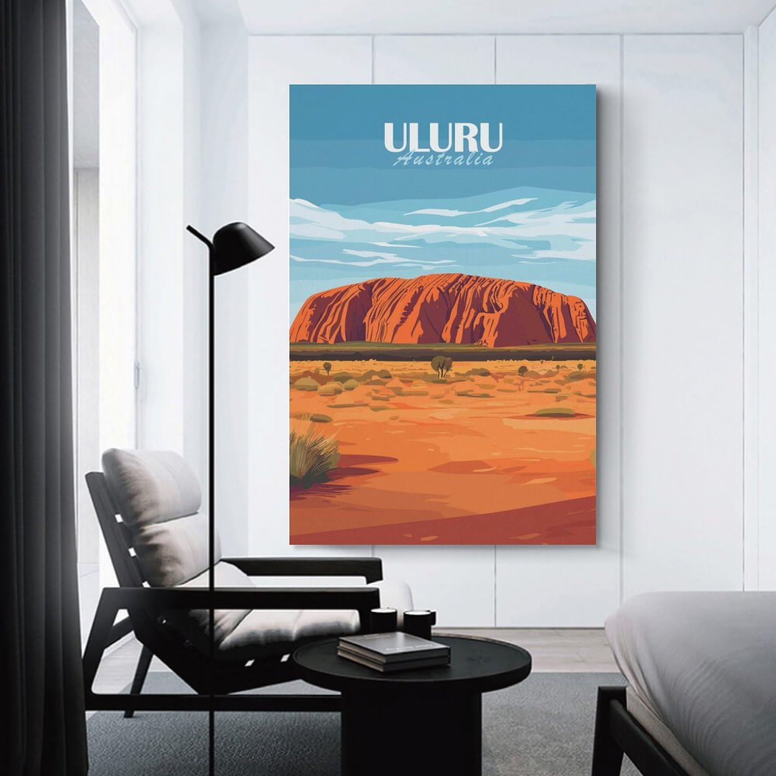 Junmoney Hanging Wall Art Uluru Rock Australia, 12x18inch(30x45cm), for Wall Displays, Bedrooms Or Room Updates, Wall Decor Suited to Curated Displays