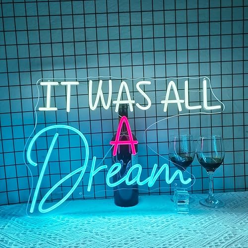 Miniatura 4 de Letreros de neón con texto en inglés "IT WAS ALL A Dream", luces LED de neón para decoración de pared, letrero iluminado para fiesta de cumpleaños,