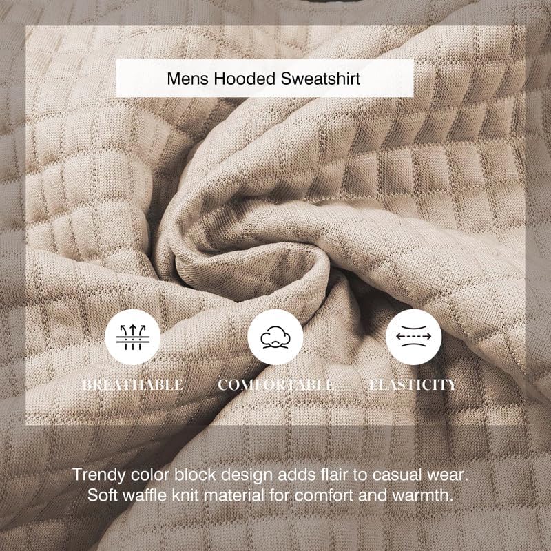 Men's Casual Sweatshirts Long Sleeve Drawstring Color Block Pullover Graphic Hoodies with Pockets - Image 8