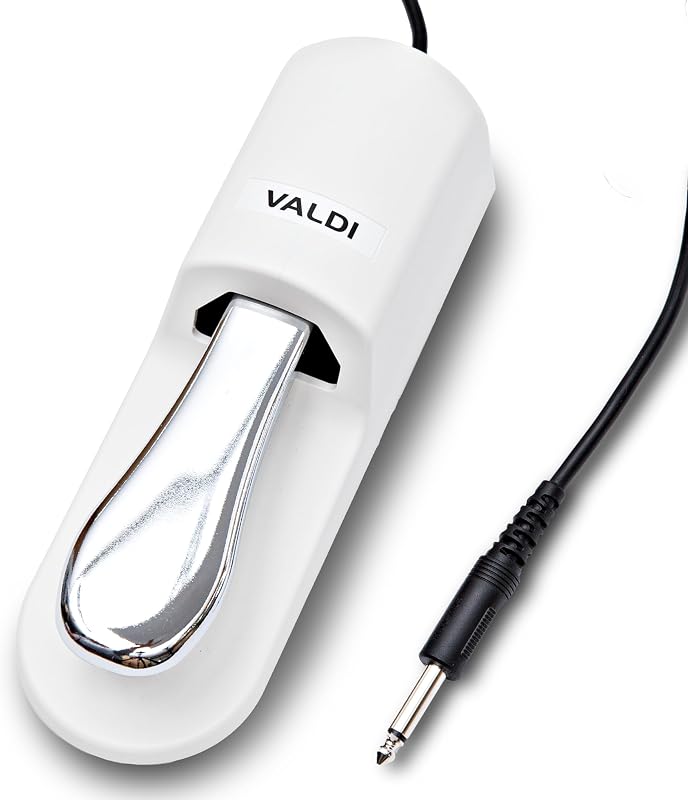BP-3 Sustain Pedal - Universal Pedal for Keyboard Piano, Digital Pianos, MIDI Keyboards & Synths - Conversion Switch for All Brands - 1/4'' Jack, Anti-Slip Design, Extended Cable (WHITE)