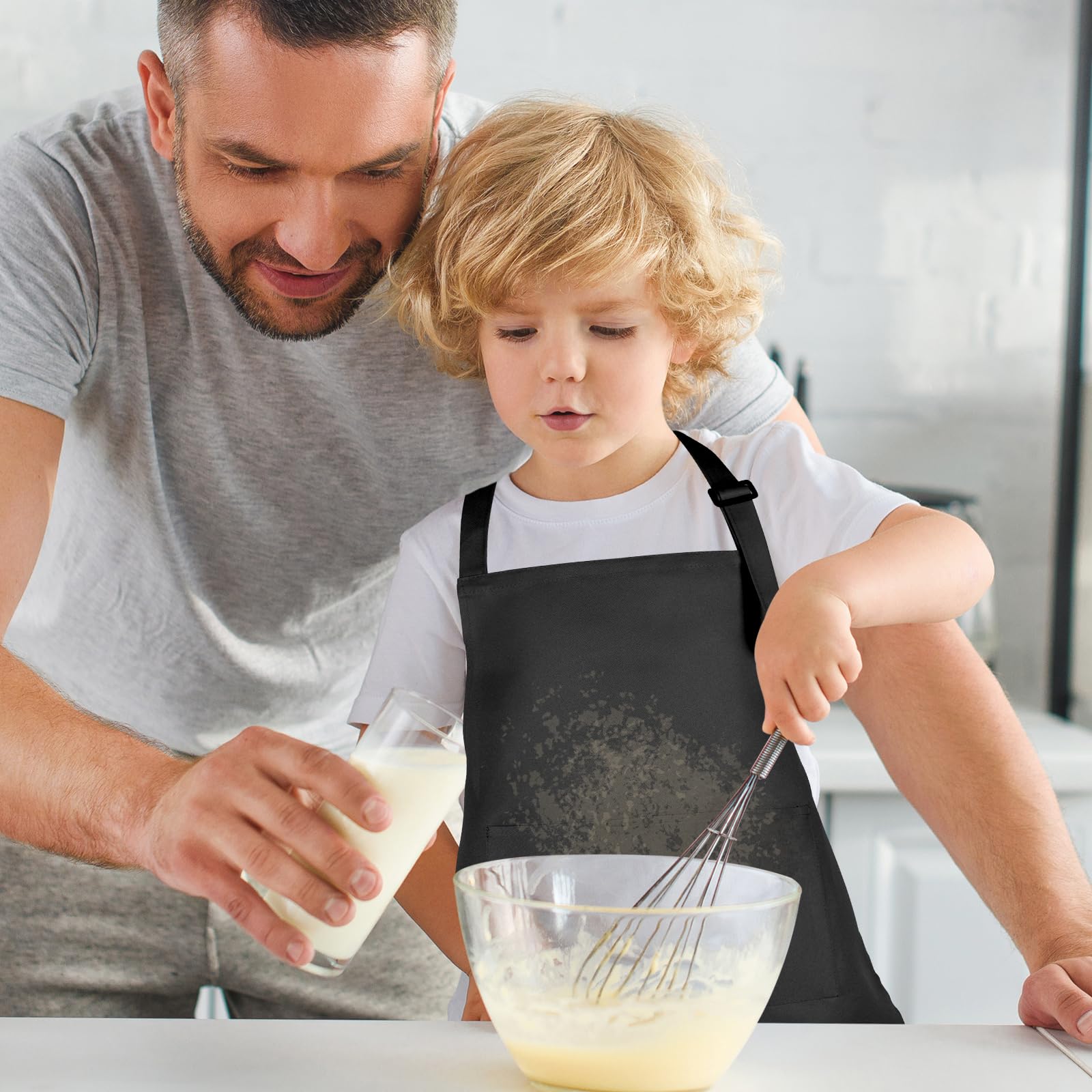 BOUBONI Grembiule per bambini, con 2 tasche, regolabile, da chef, per pittura, cucina, pasticceria, pittura e artigianato