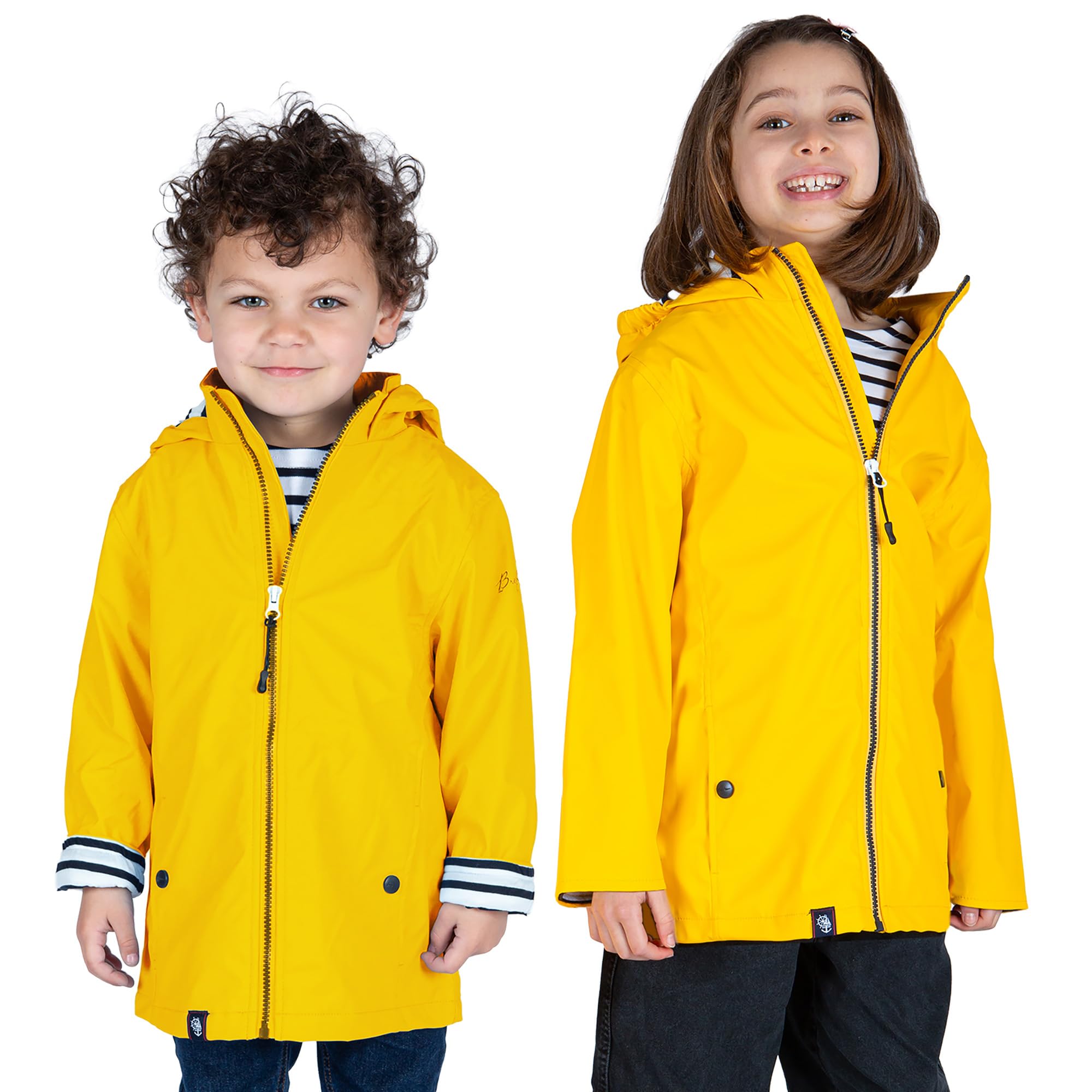 Breizh Ocean - Ciré, Imperméable Enfant - Création Française LANNION Mixte, Garçon ou Fille - Impermeable Intérieur Rayé Style Marinière - Manteau Enfant Garcon ou Fille de 1 à 14 ans