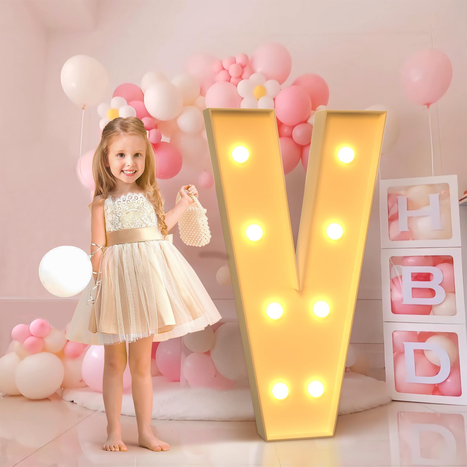 imprsv 3FT Marquee Light Up Letters V, Large Light Up Letters, Big Marquee Letters For Party Decorations Baby Shower Anniversary Weeding Decor Room Decor, Letters Lights, Kids' Mosaic Kits