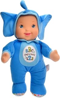 Baby's First Sing & Learn Blue Elephant Soft & Cuddly Singing Musical Doll, Teaches ABC's & Numbers