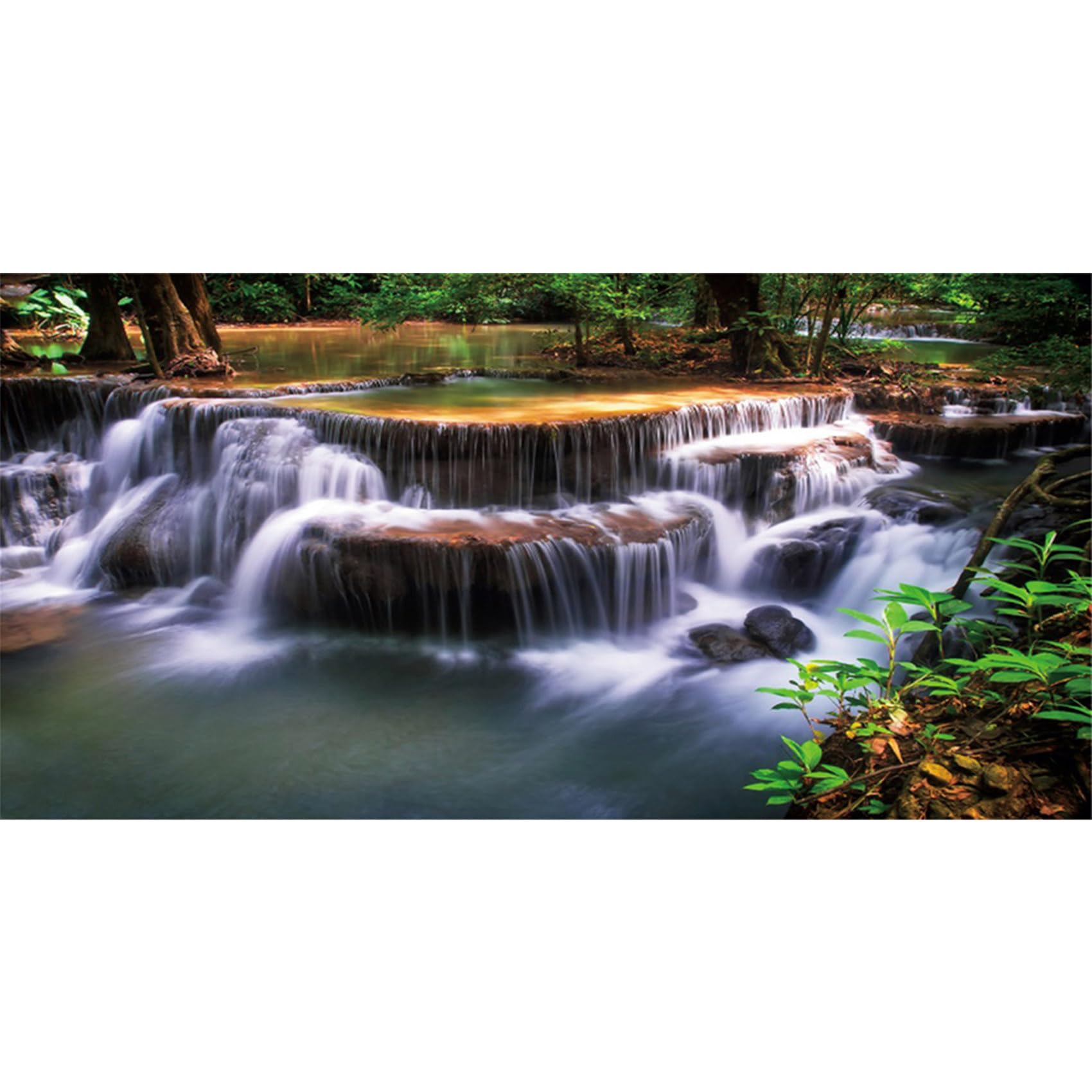 MIRRORANG 120x46cm Waterfall Terrarium Background Tropical Rainforest Aquarium Background Lake Water Green Tree Reptile Habitat Background Vinyl Background