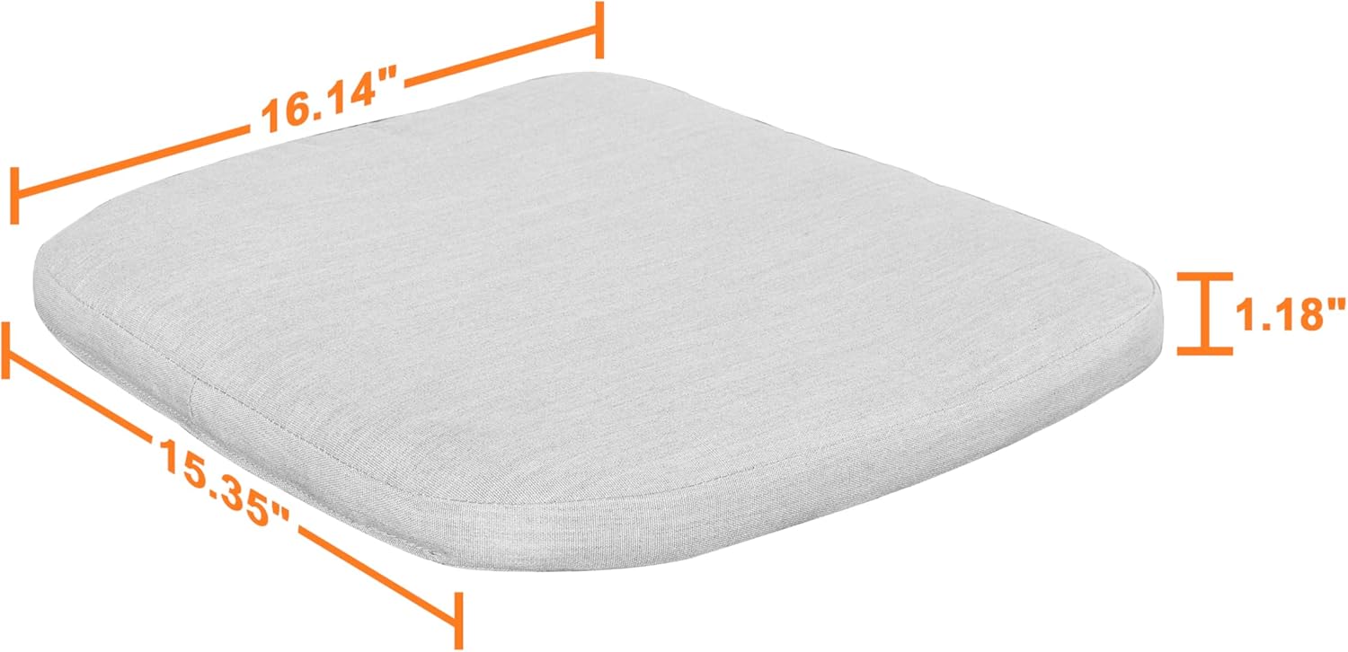 NUU GARDEN Outdoor 2-Pack Chair Cushions with Straps, 15 x 16 x 1.2 Inch Patio Seat Pads with Round Corners for Indoor or Outdoor Furniture, Weather-Resistant Fabric, Gray