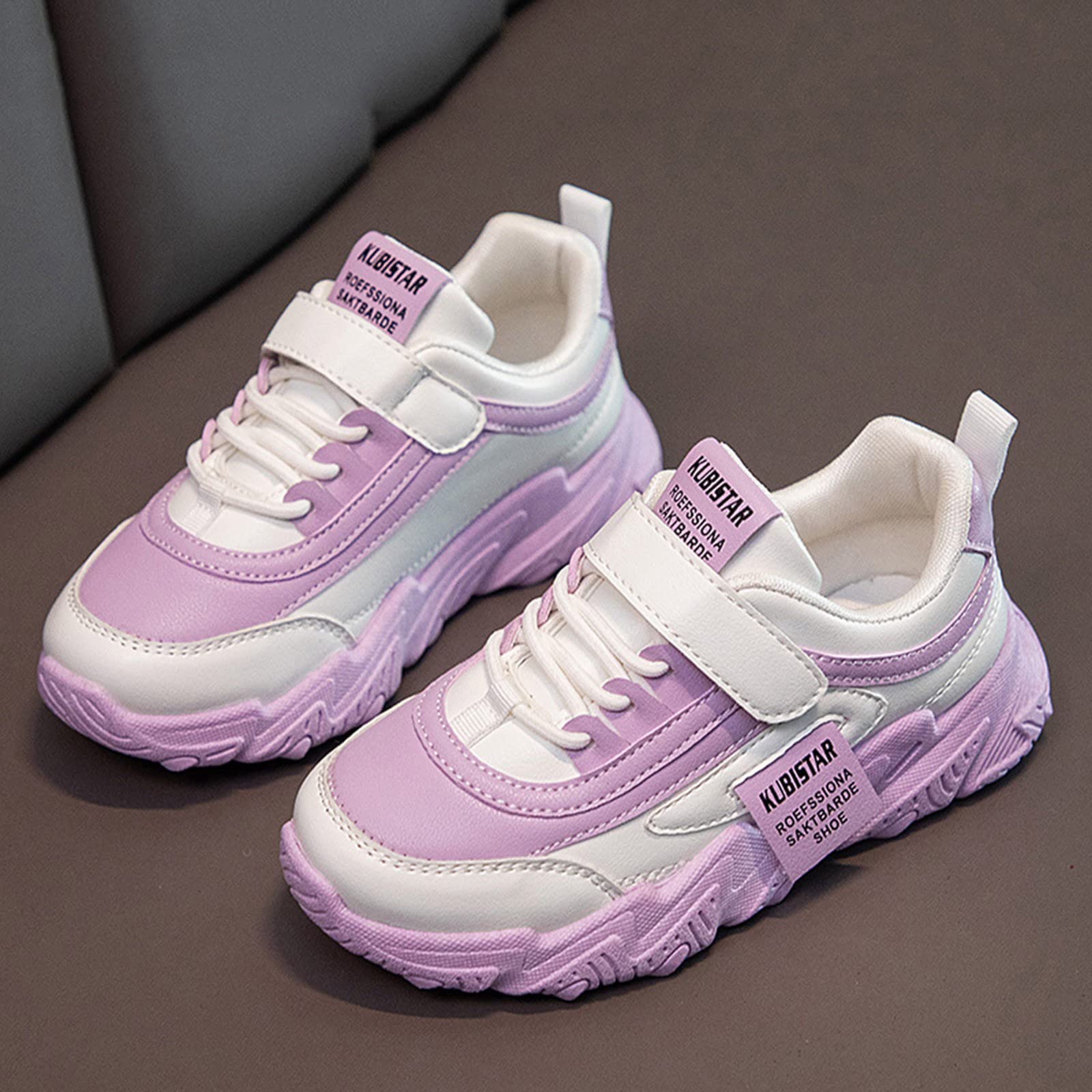 Generisch Scarpe sportive da ragazza per bambini, comode e leggere, antiscivolo, suola piatta, traspiranti, casual, alla moda, per tutte le stagioni con lacci, passante per gancio