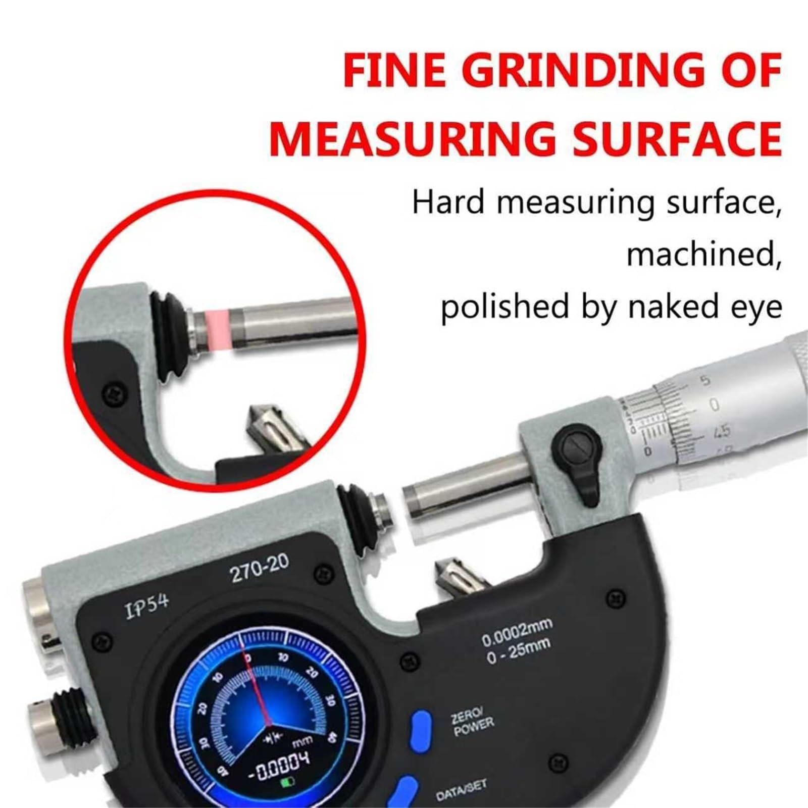 Micrometro Elettronico A Leva 0-25 Mm, Micrometro Digitale per Esterni, Strumento di Misura, Risoluzione 0,0005 Mm, per Officine Meccaniche, Controllo qualità Industriale