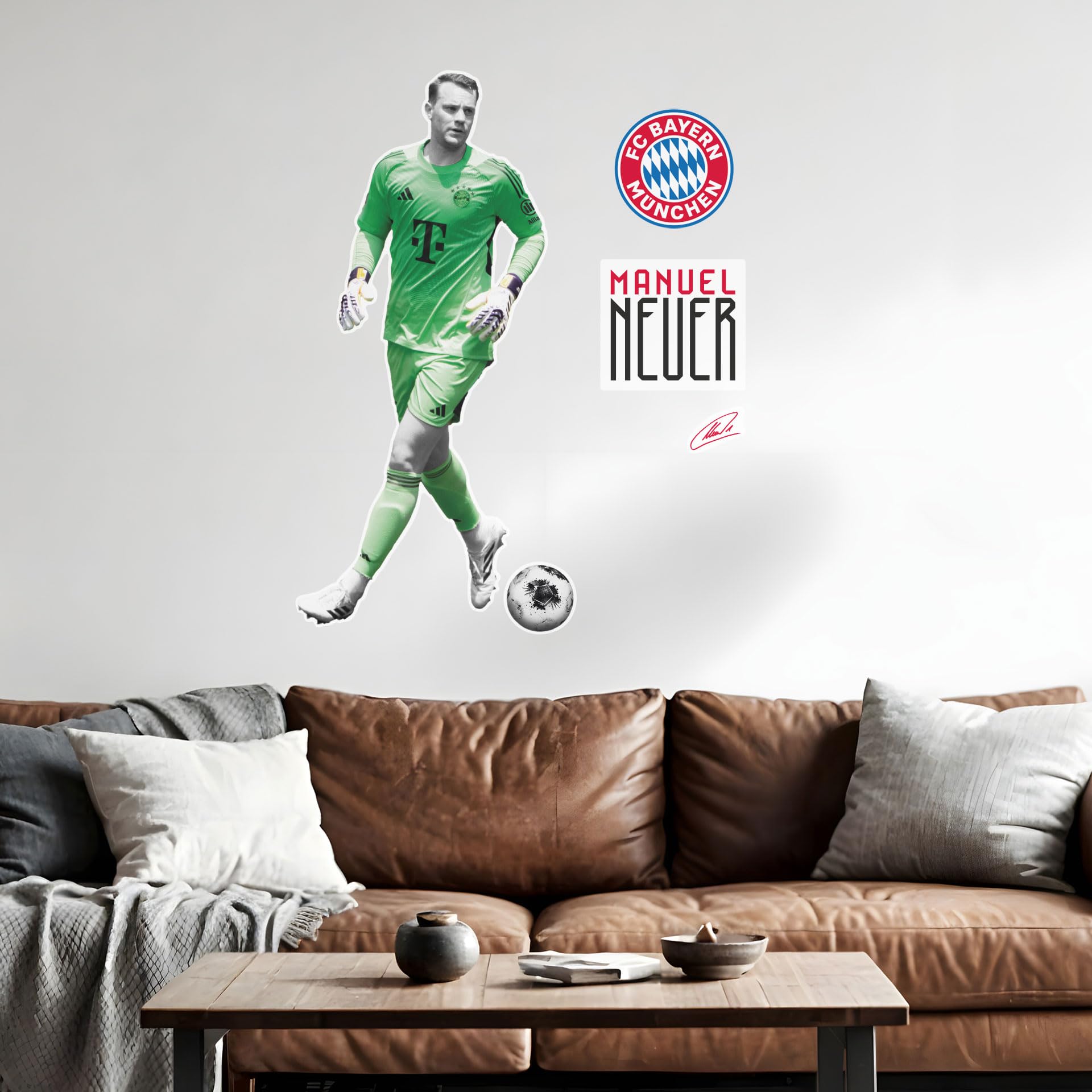 K&L Wall Art Wandtattoo FC Bayern München Spieler 2025/26 | Fußball-Wandsticker Bundesliga FCB | Offizielles Lizenzprodukt (Manuel Neuer, 48x70 cm, FCB)