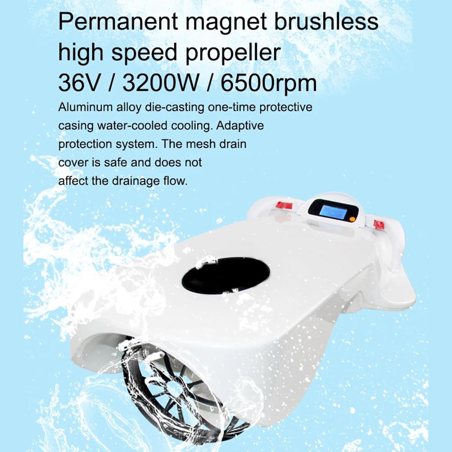 Electric Surfboard(36v 3200w), Adult Underwater Scooter Sea Scooter, 6500rpm, 4 Speed Levels, Intelligent Control(Automatic Detection/ Protection), Led Battery Indicator