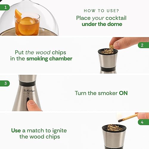 Miniatura 6 de The Mixologer Kit de ahumador de cóctel  Infusor de cúpula de vidrio para ahumar whisky para estilo antiguo  Kit de fumar mixólogo artesanal con