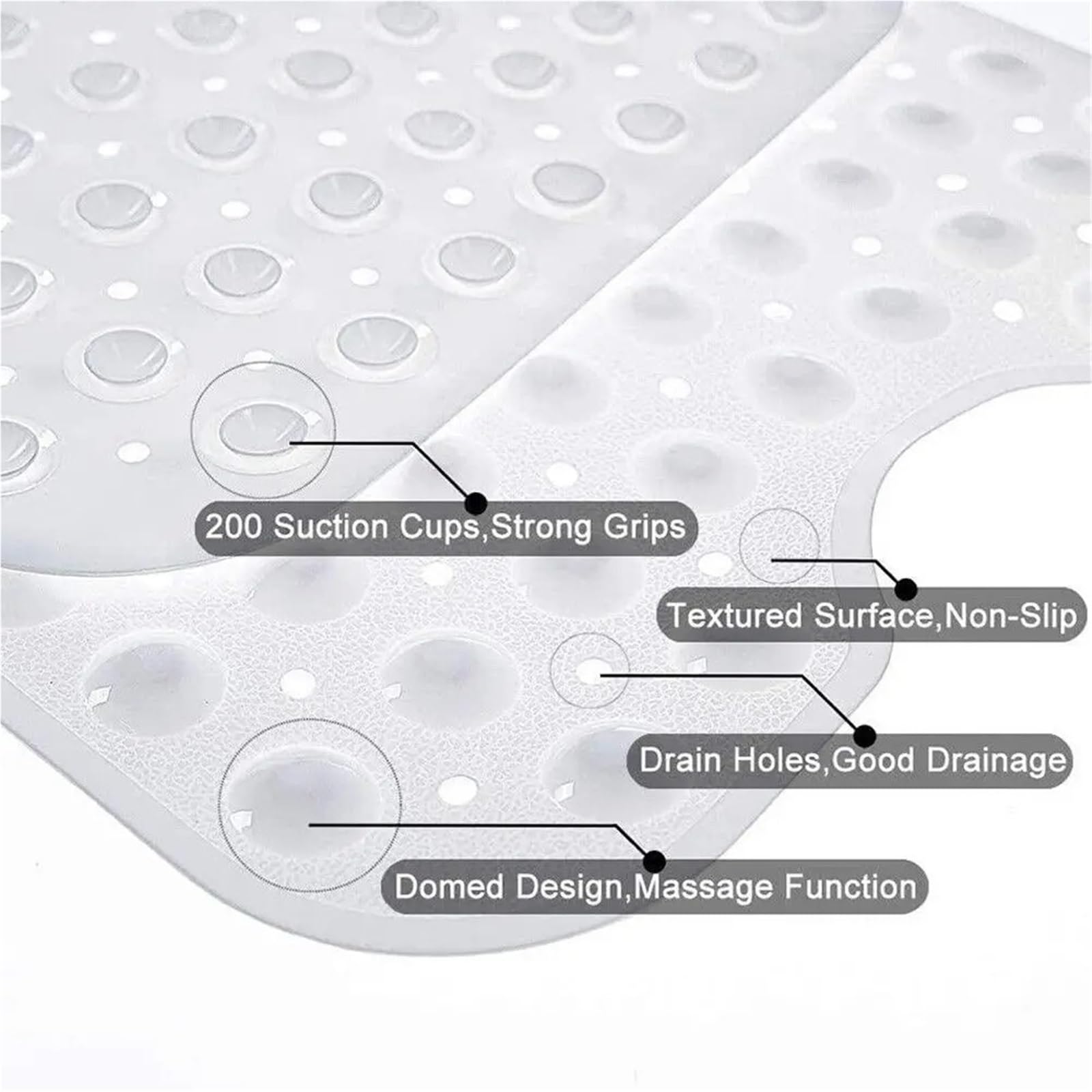 Antirutschmatte füR Badewanne 100 x 40 cm rutschfeste, schnell trocknende Badematte aus PVC