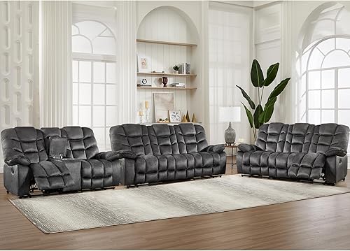 Miniatura 11 de Sofá biplaza reclinable manual para sala de estar, sofá reclinable de 2 plazas de 77 pulgadas de ancho con portavasos y consola de almacenamiento,