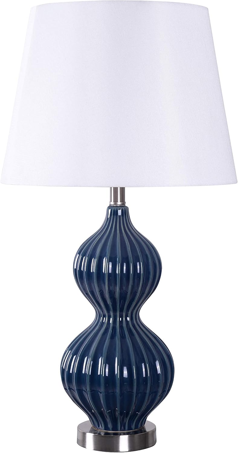 Review Product Kenroy Home 32900NAVY Danny Table Lamps, Medium, Navy Ceramic