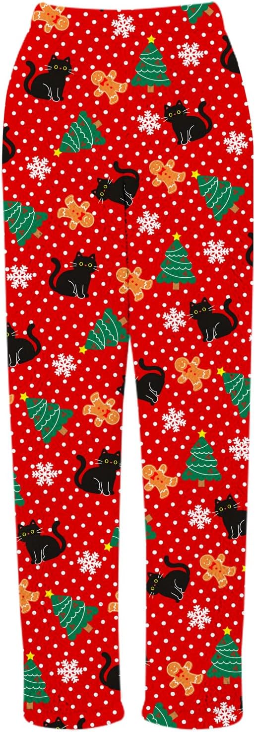 Funnycokid Girls Christmas Pajama Pants Kids Fleece Flannel PJ Pant 6-16Y