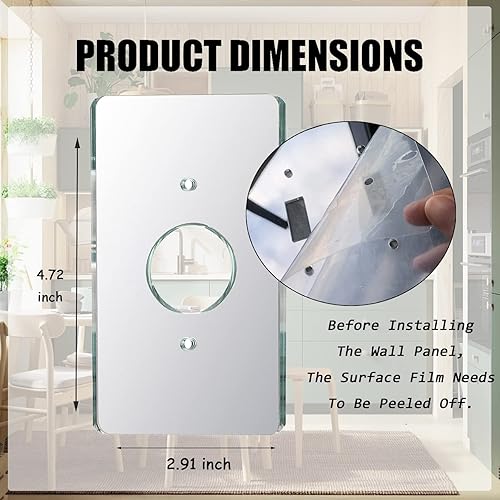 Miniatura 67 de Placas de interruptor de luz de espejo, cubiertas de salida de placa de pared duradera, placas de interruptor de espejo de acrílico y cubiertas