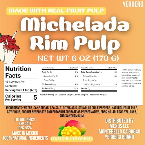 Miniatura 3 de Yerbero - Dip de cóctel Michelada Premium de pulpa de caramelo  8 onzas (8.00 oz)  Pasta de chamoy, caramelo y chile con fruta real giro audaz y